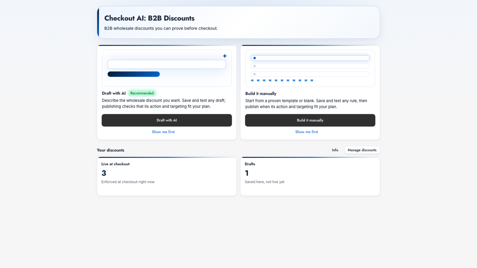 Checkout AI: B2B Discounts — building a wholesale discount rule