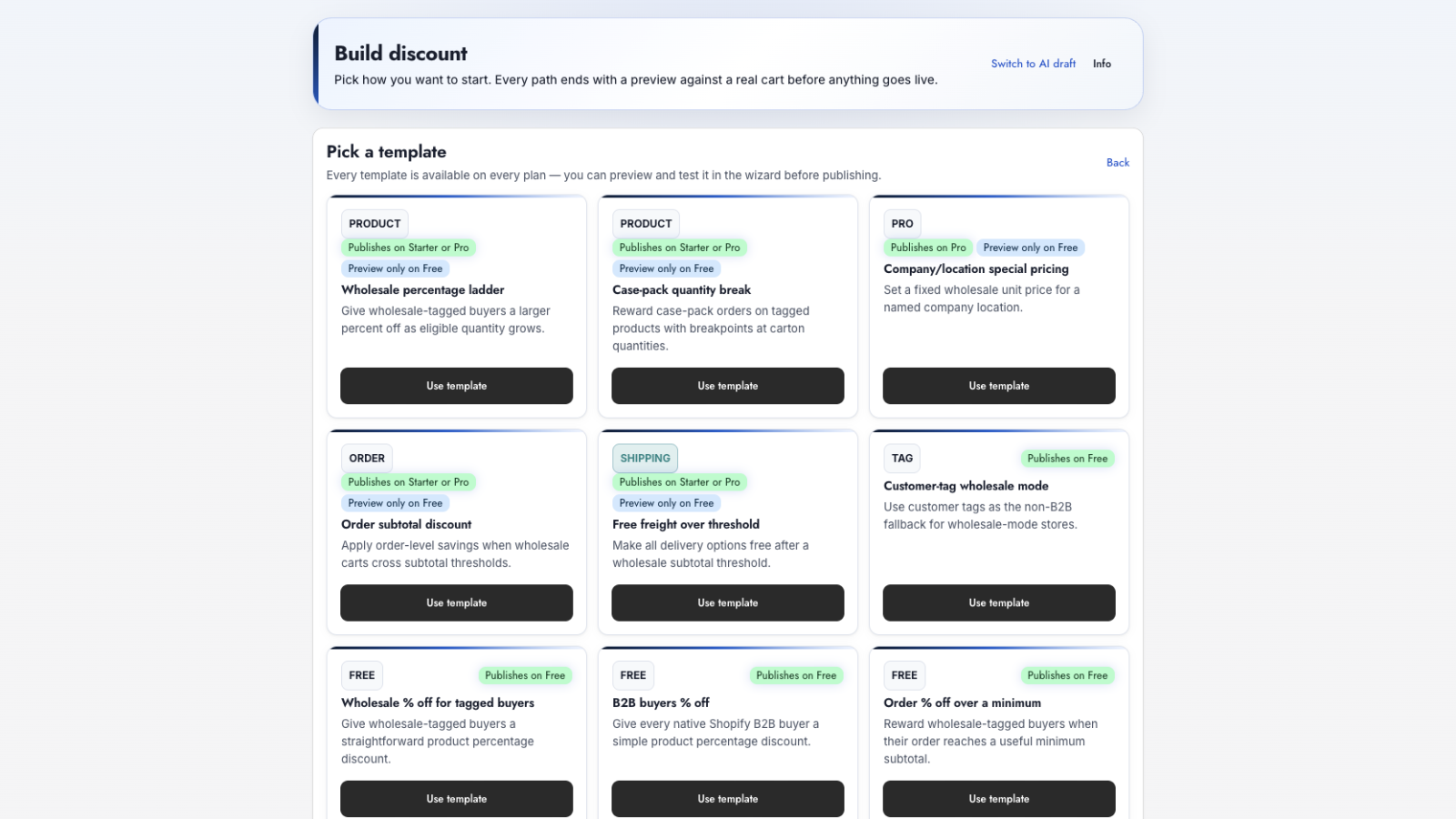 Checkout AI: B2B Discounts — previewing discount math on a sample cart